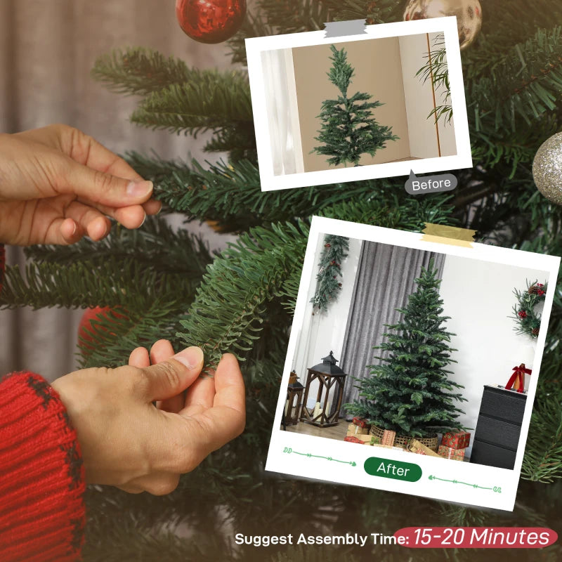 6ft Realistic Green Artificial Christmas Tree - Easy Assembly, Lifelike Branches for Holiday Decor