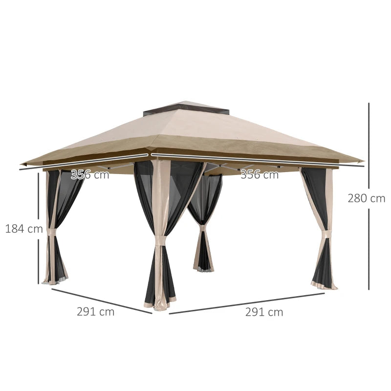 Spacious 3.6m Pop-Up Gazebo with Accessories - Beige