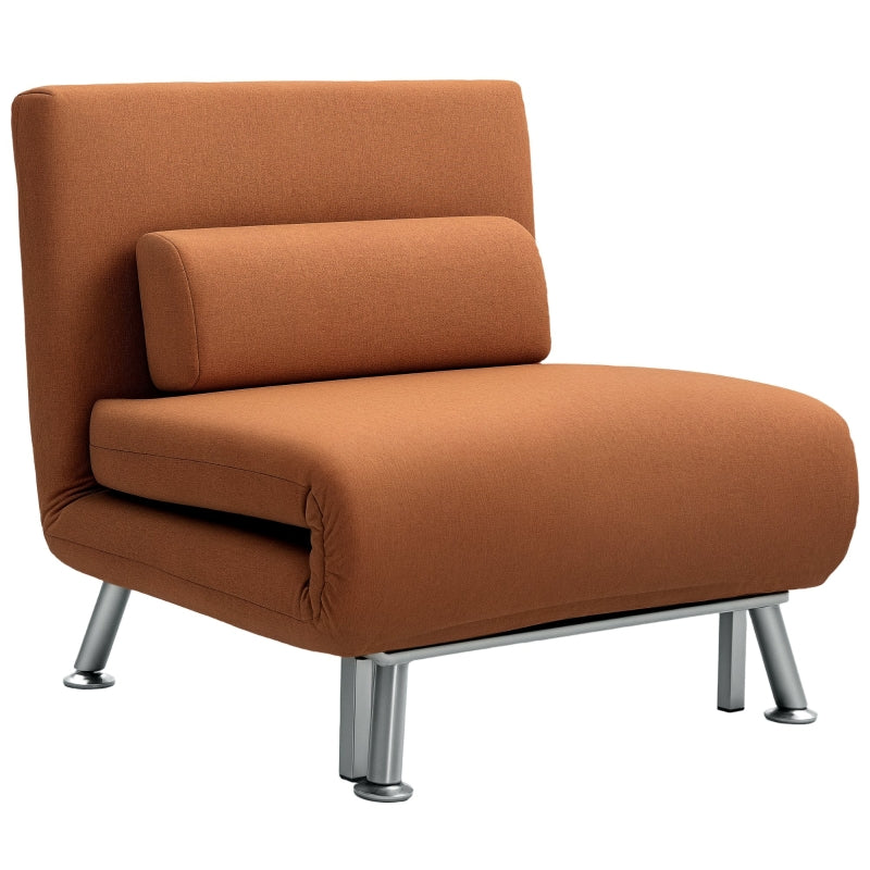 Linen-Feel Sleeper Chair in Coffee - Stylish and Comfortable Multi-Functional Seating Solution