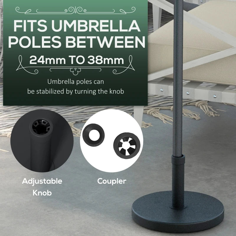 Rattan Effect Concrete Umbrella Base - 15kg, 46.5cm Dia - Outdoor Patio Stand