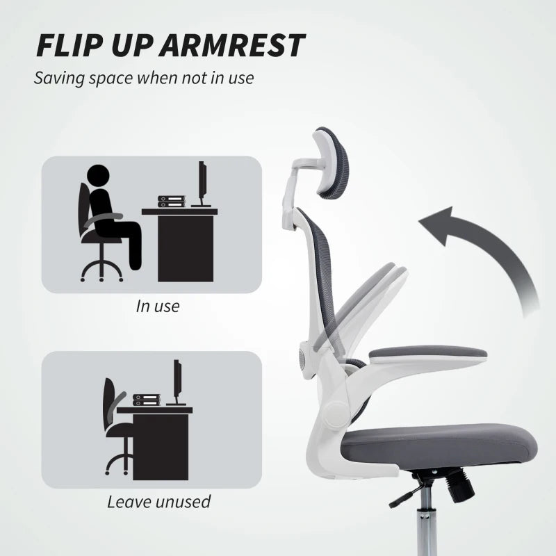 Ergonomic Mesh Back Office Chair with Lumbar Support - Stylish Charcoal Grey Design for Comfort and Productivity