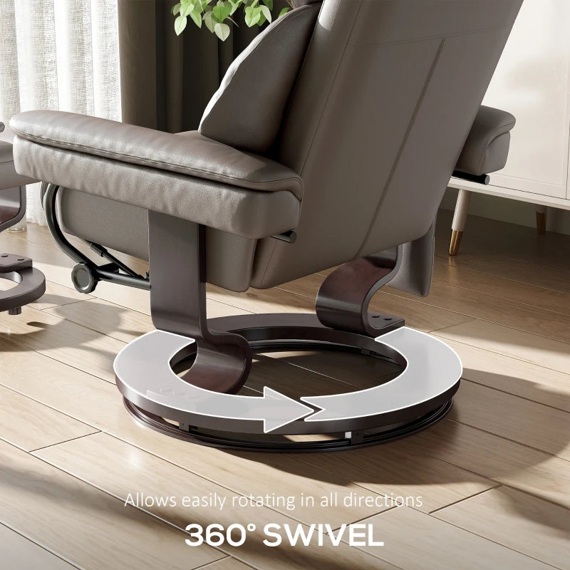 Upholstered Massage Recliner Chair with Footstool, Adjustable Backrest, Swivel Design for Living Room and Bedroom, Brown