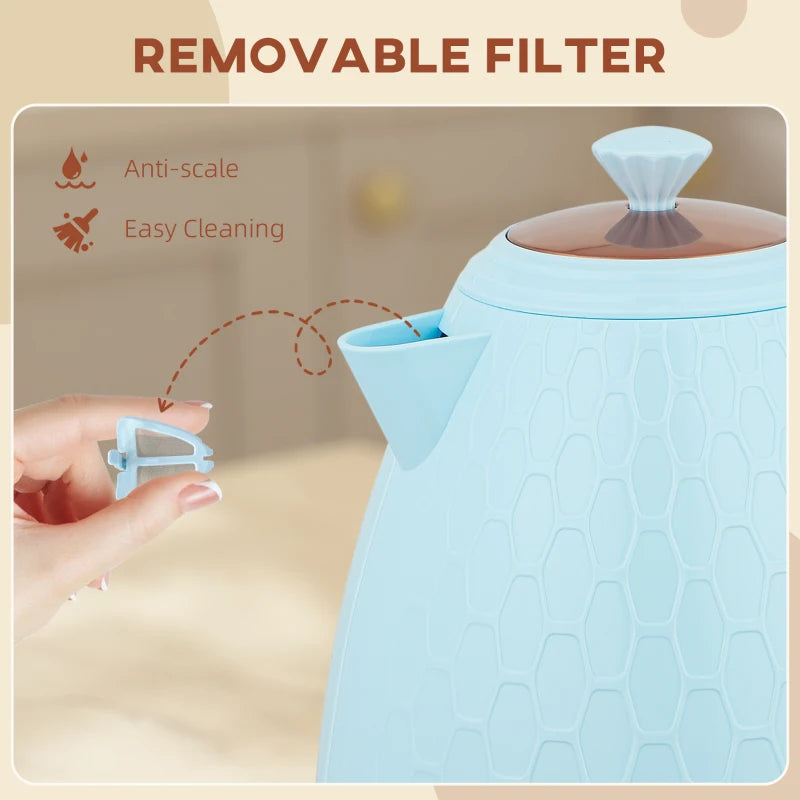 3kW Rapid Boil Light Blue Honeycomb Kettle - Stylish Electric Tea Kettle for Fast Boiling and Modern Kitchen Decor