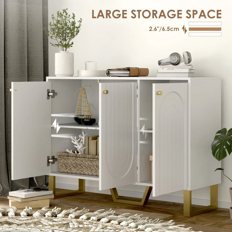 Modern 3-Door White Sideboard Storage Cabinet - Stylish Home Furniture for Living Room, Dining Room, or Entryway