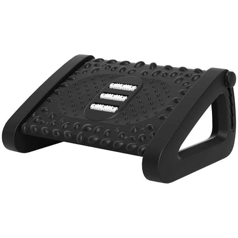 Ergonomic 10°-45° Six-Angle Massage Footrest - Adjustable Black Footrest for Ultimate Comfort and Relaxation