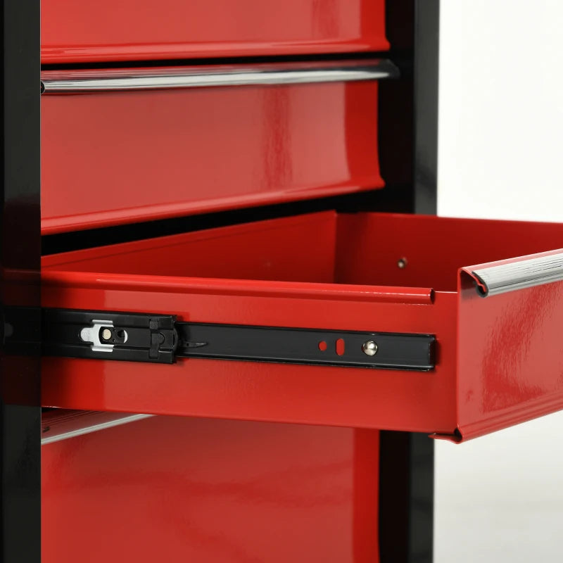 Black & Red Metal Tool Chest With Wheels & Key
