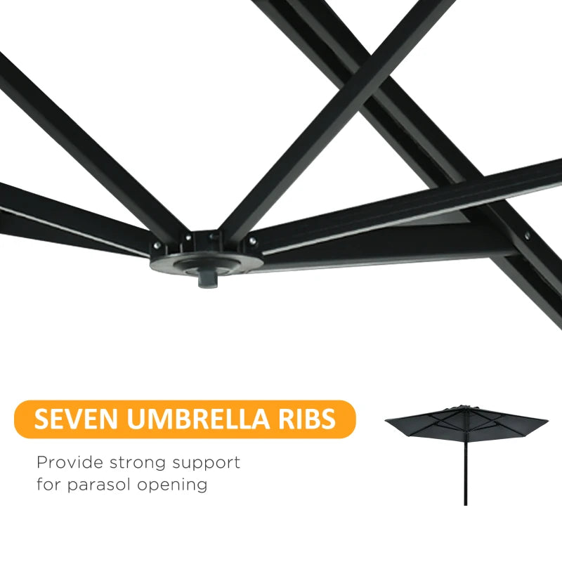 Dark Grey 2.5m Rotatable Wall Mounted Patio Umbrella