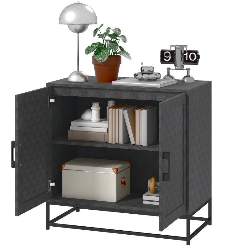 Modern Black Sideboard Storage Cabinet with Adjustable Shelf & 2 Doors - Freestanding Furniture for Living Room