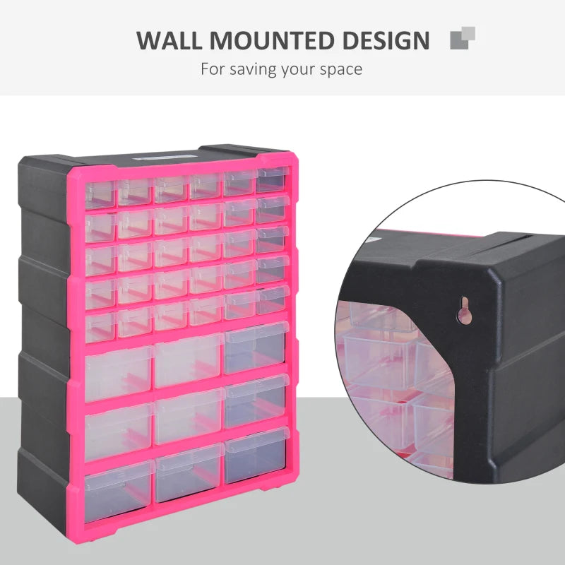 Efficient Wall-Mounted Tool Storage with 39 Drawers