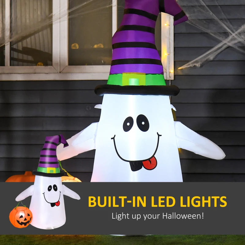 1.2m Witch Ghost Halloween Inflatable Decoration with LED Lights - Weather-Resistant Pumpkin Lantern for Indoor & Outdoor Fun