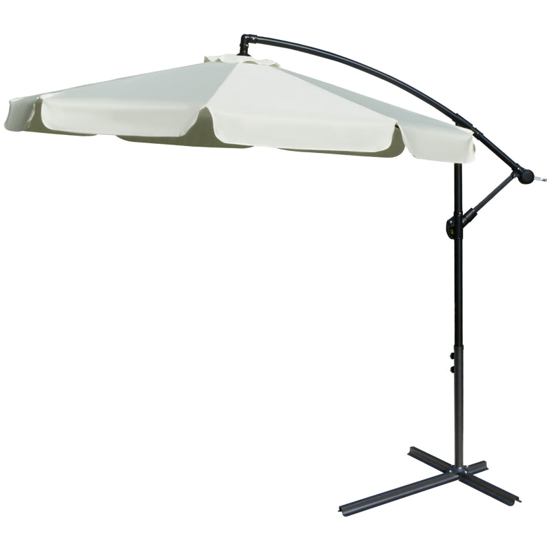Cream White Cantilever Garden Banana Parasol Umbrella - 2.7m