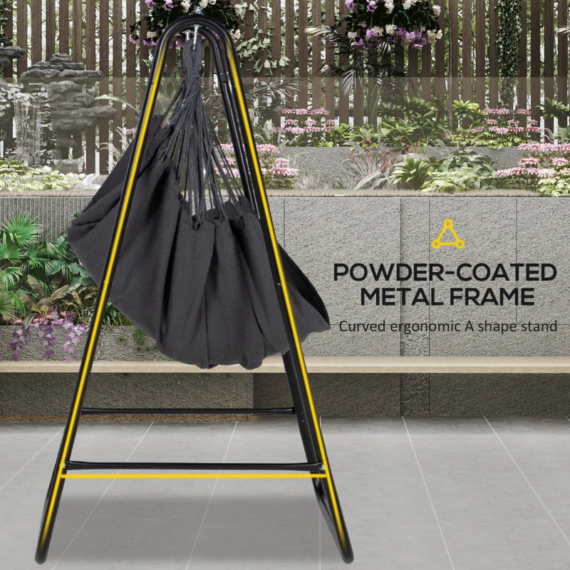 Dark Grey Hammock Swing Chair with Stand and Cushion