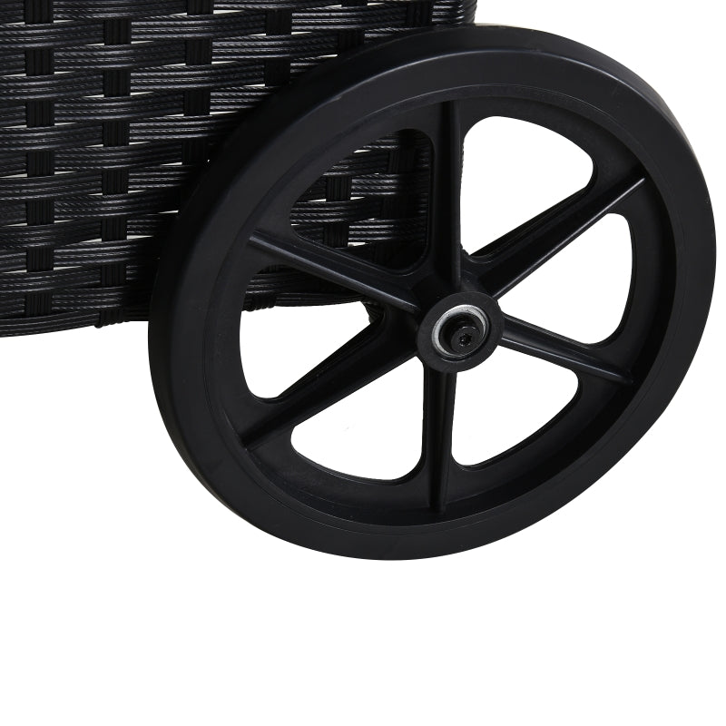 Black Rattan 2-Seater Sun Lounger Set with Side Table