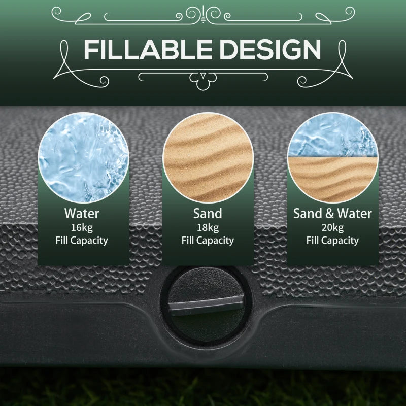 Black Heavy Duty 20kg Garden Parasol Base with Wheels for Outdoor Umbrella