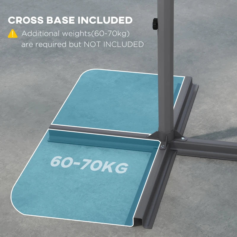 Beige 2.7m Cantilever Parasol with Cross Base