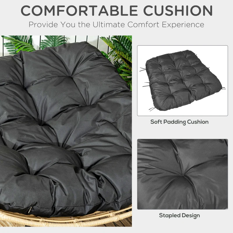 Natural Rattan Rocking Chair with Thick Cushion - Outdoor Patio Furniture