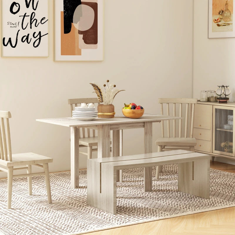 Stylish Four-Seater Drop Leaf Dining Table - Elegant Wood Effect Design for Space-Saving Dining Solutions