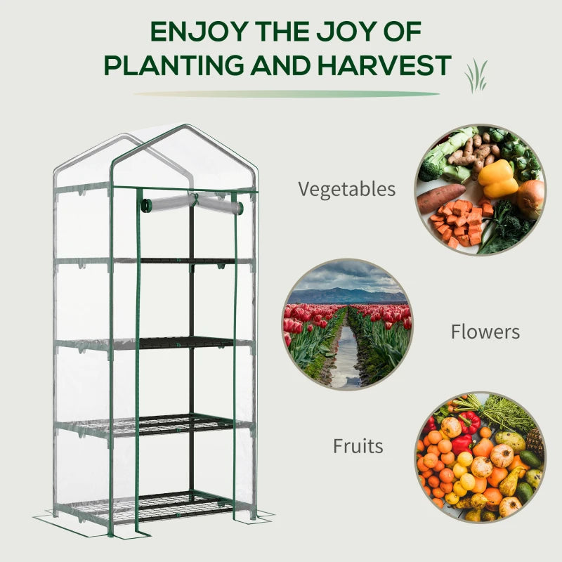 Compact Green 4-Tier Portable Plant Grow Shed 160x70x50cm