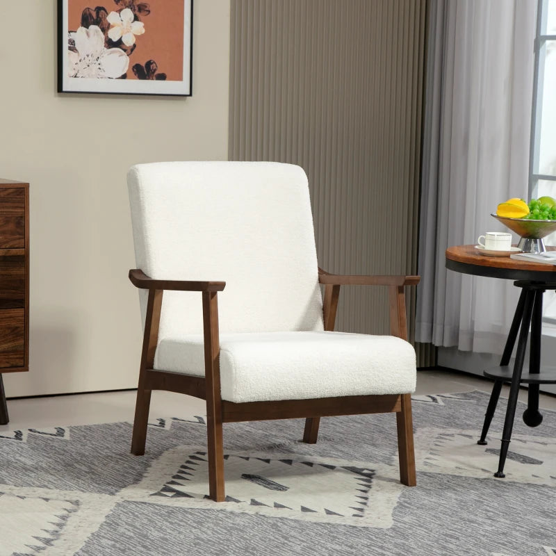 Mid Century Modern Boucle Accent Chair in White - Stylish Seating for Home Decor