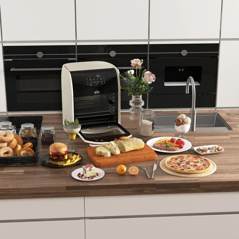 Digital Air Fryer Oven 12L - 8 Preset Modes, 1800W Rapid Air Circulation, Memory Function, Cream Color