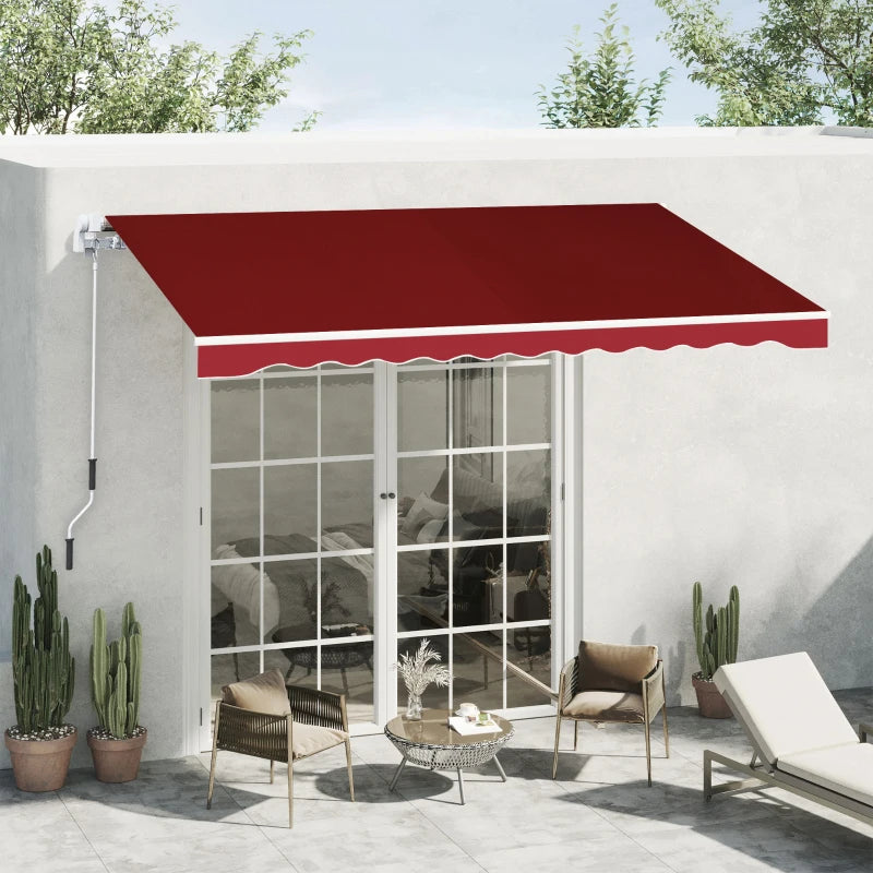 Red Manual Retractable Patio Awning - 2.5m x 2m