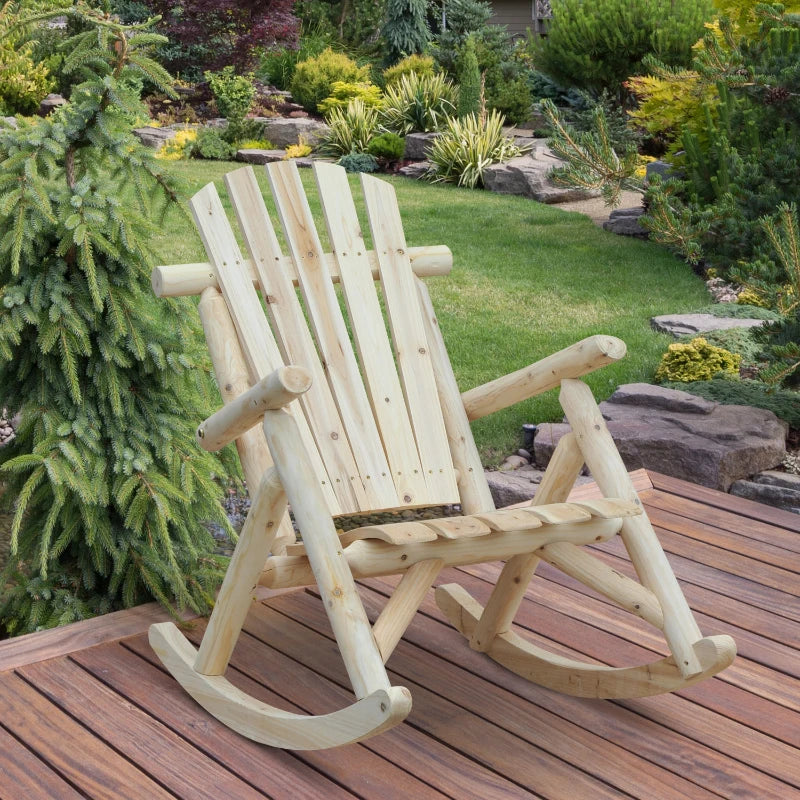 Burlywood Cedar Wood Rocking Adirondack Chair