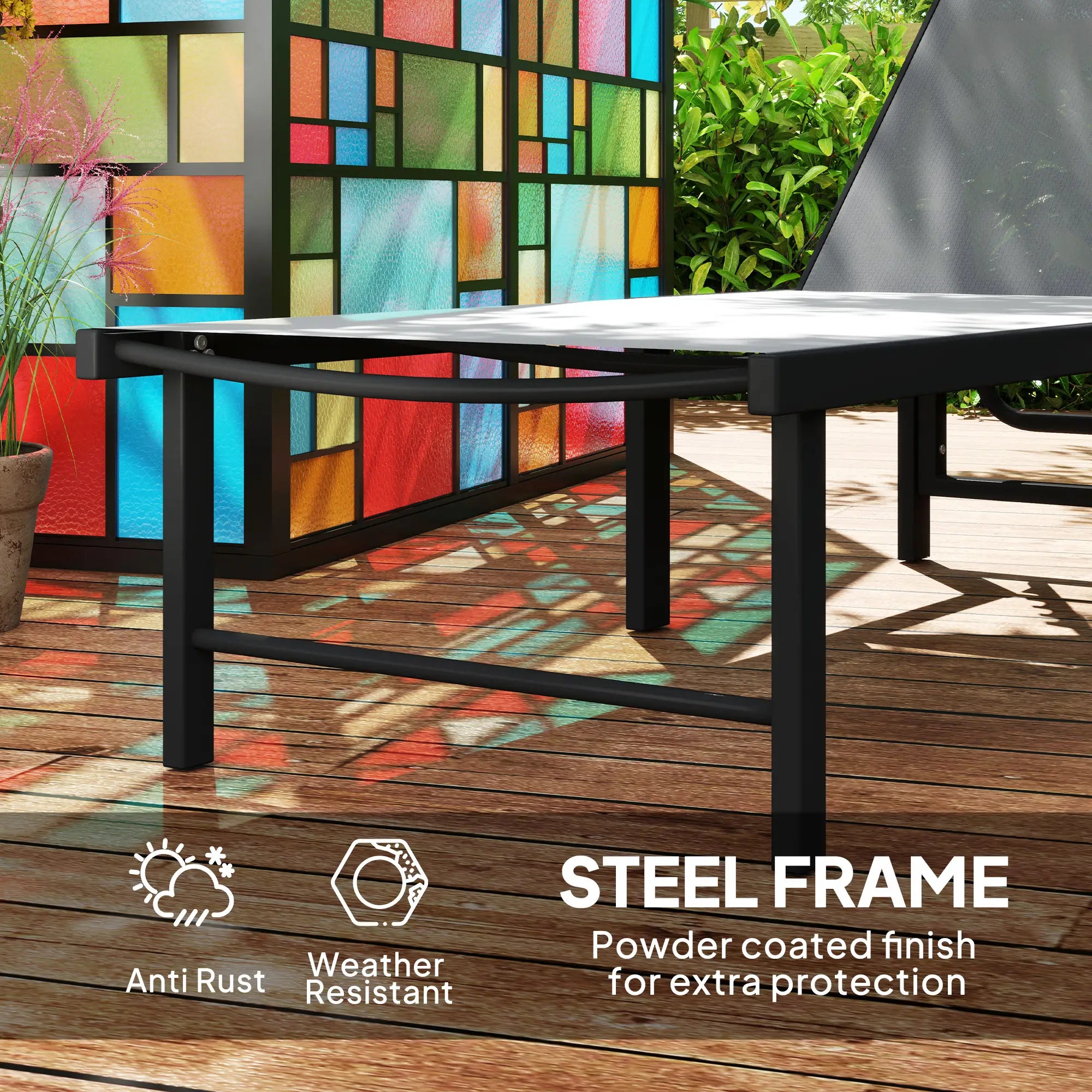 Grey Five Level Reclining Sun Loungers - Set of Two