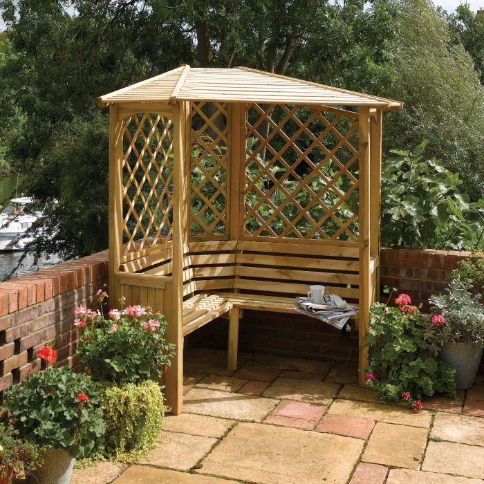 Corner Wooden Garden Arbour