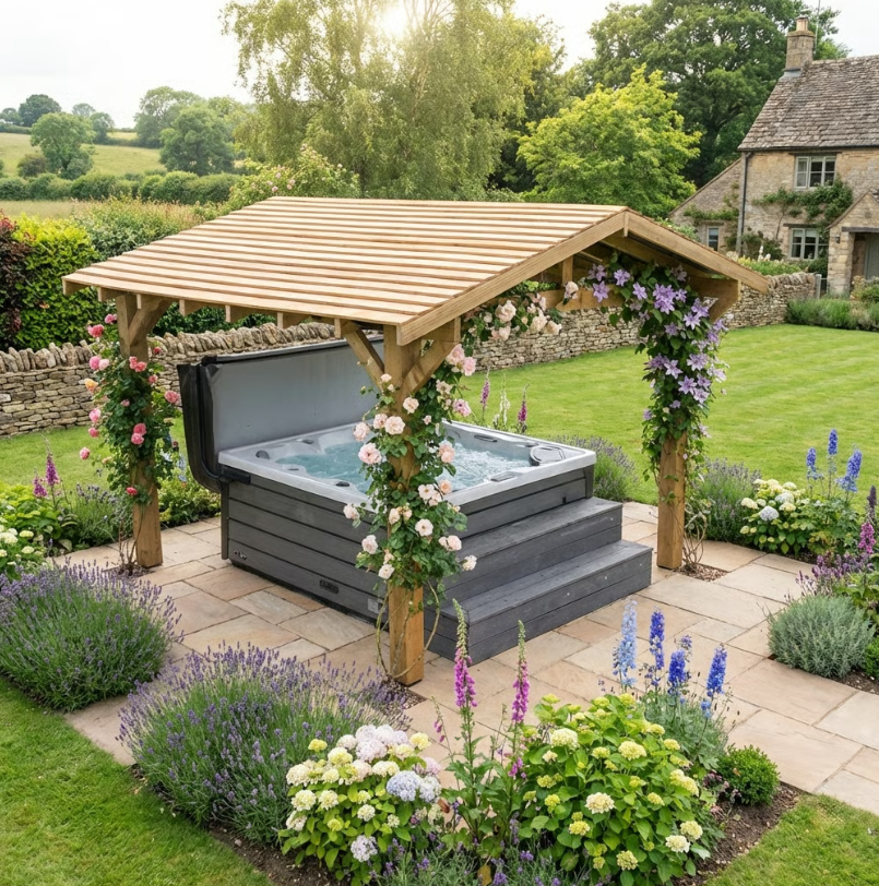 Ruby Wooden Apex Gazebo with Treated Featheredge Roof & Overhang - Premium Garden Gazebo