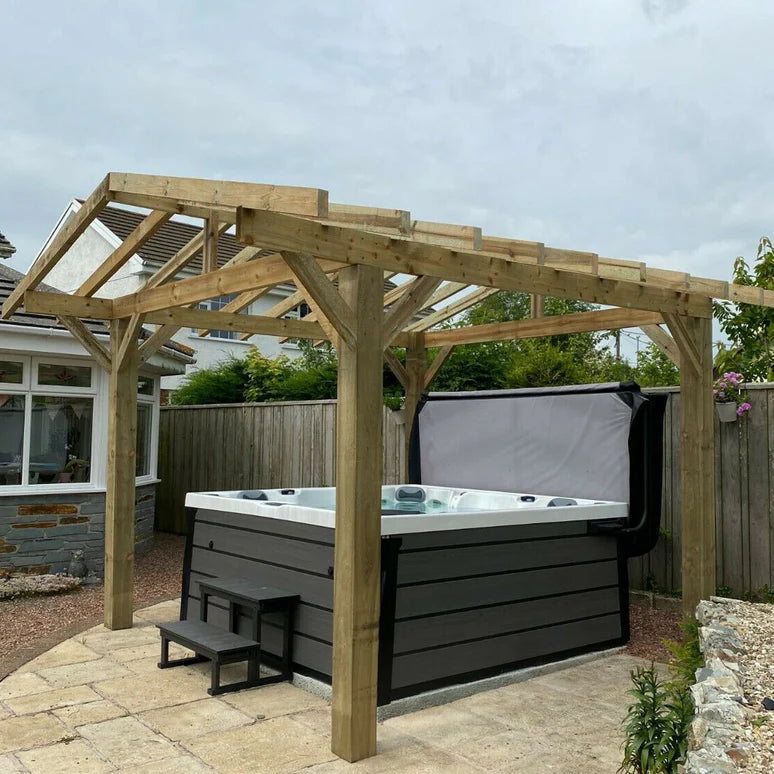 Ruby Wooden Apex Pergola with Open Roof & Overhang - Premium Outdoor Garden Structure