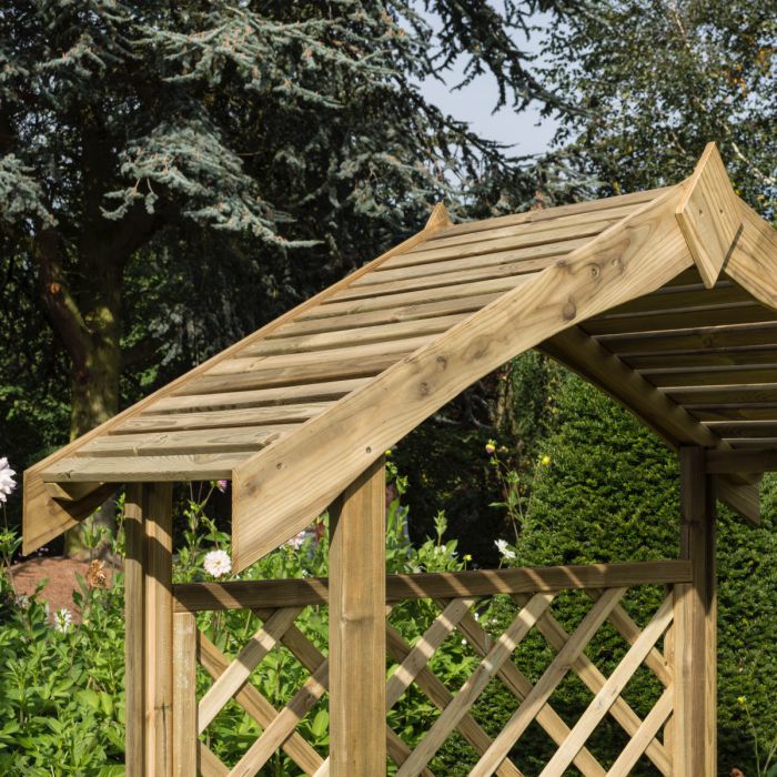 Wooden Garden Arbour With Triangular Roof
