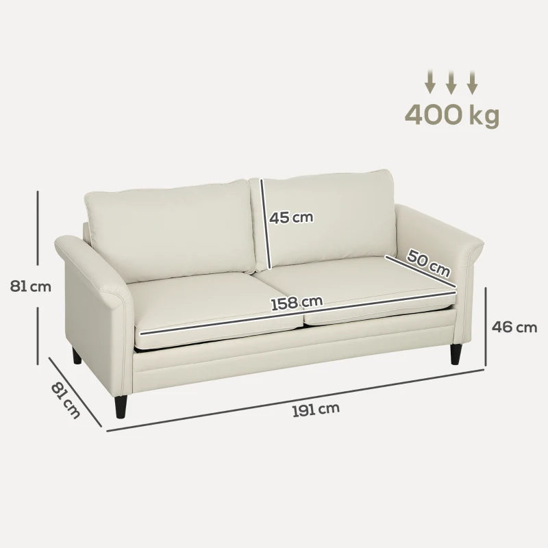 Modern 3-Seater Fabric Sofa with Spring Cushions and Rubber Wood Legs for Living Room or Bedroom