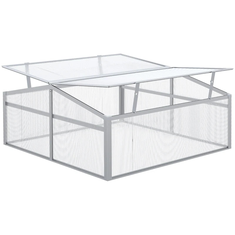 Green Polycarbonate Cold Frame Greenhouse, 100x100cm, Windows