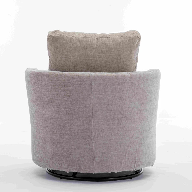 Light Grey Chenille Swivel Recliner with Back Cushion, Thick Foam Padding, 360° Rotation, 78.5x83x86 cm