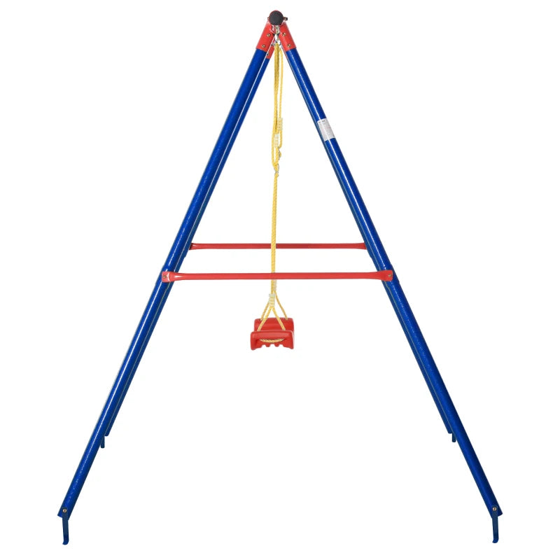 Blue Kids Swing Set with Adjustable Rope for 3-8 Years Old