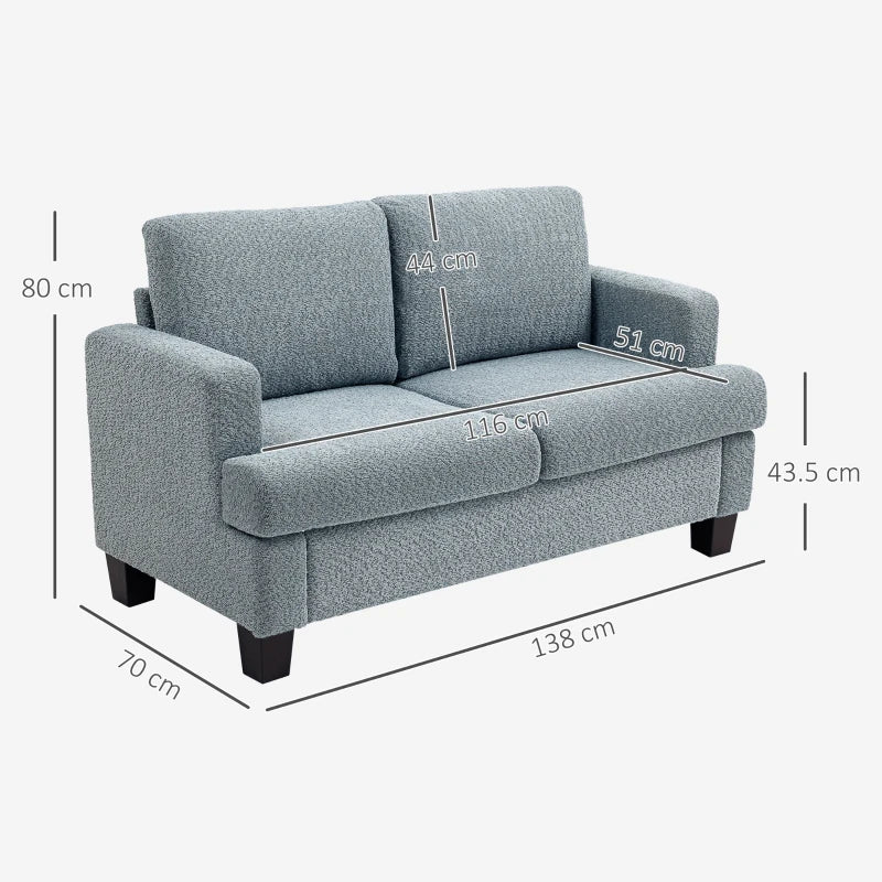Stylish Light Grey 2 Seater Loveseat Sofa with Removable Cushions for Living Room and Home Office