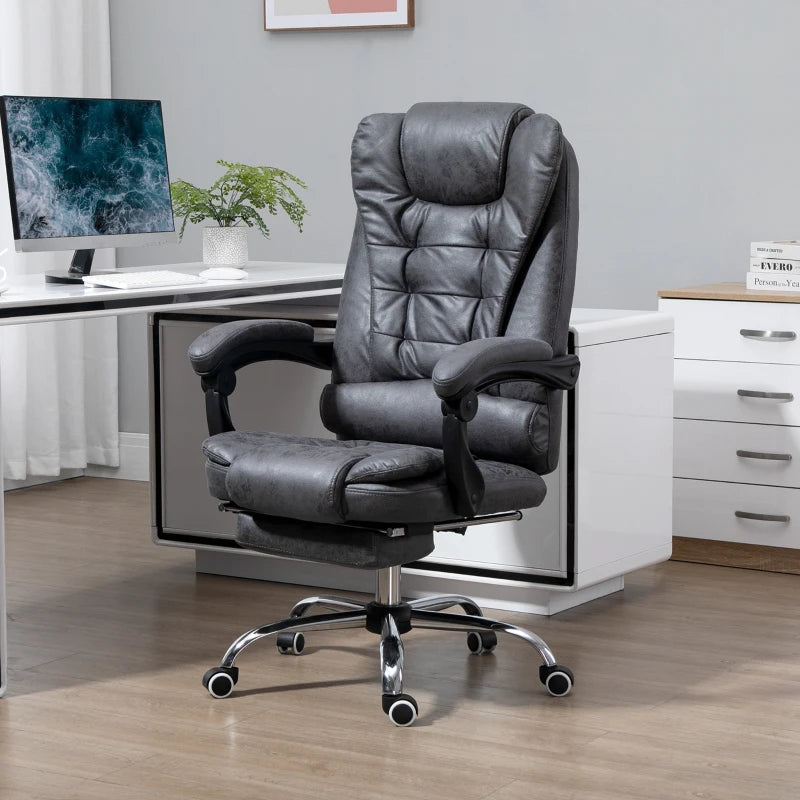 Vinsetto Heated Vibration Massage Executive Office Chair - Adjustable Ergonomic High Back Recliner with Footrest - Dark Grey