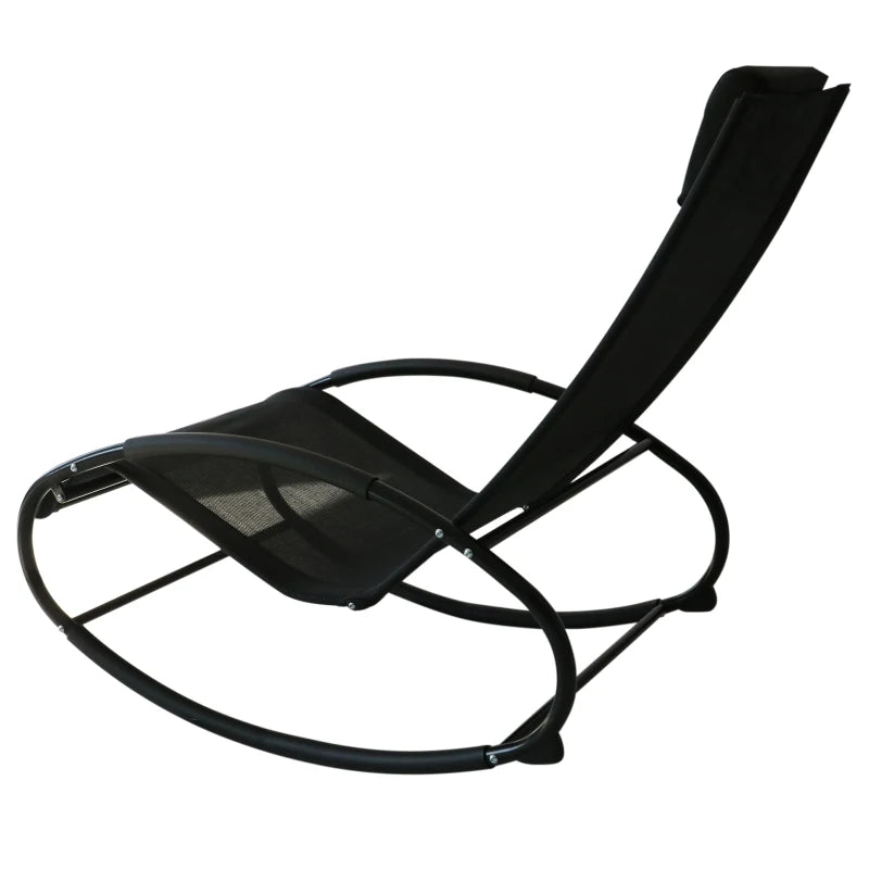 Black Rocking Sun Lounger with Pillow