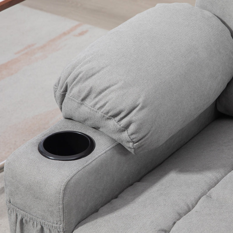 Oversized Riser Recliner Chair for Elderly - Fabric Lift Chair with Remote, Side Pockets, Cup Holder, Light Grey