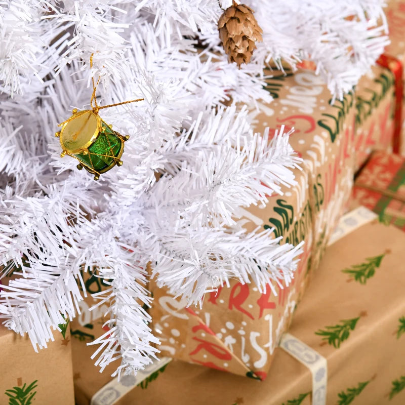 Elegant 5ft White Snow Artificial Christmas Tree with Metal Stand - Seasonal Home Decorations for Holiday Cheer