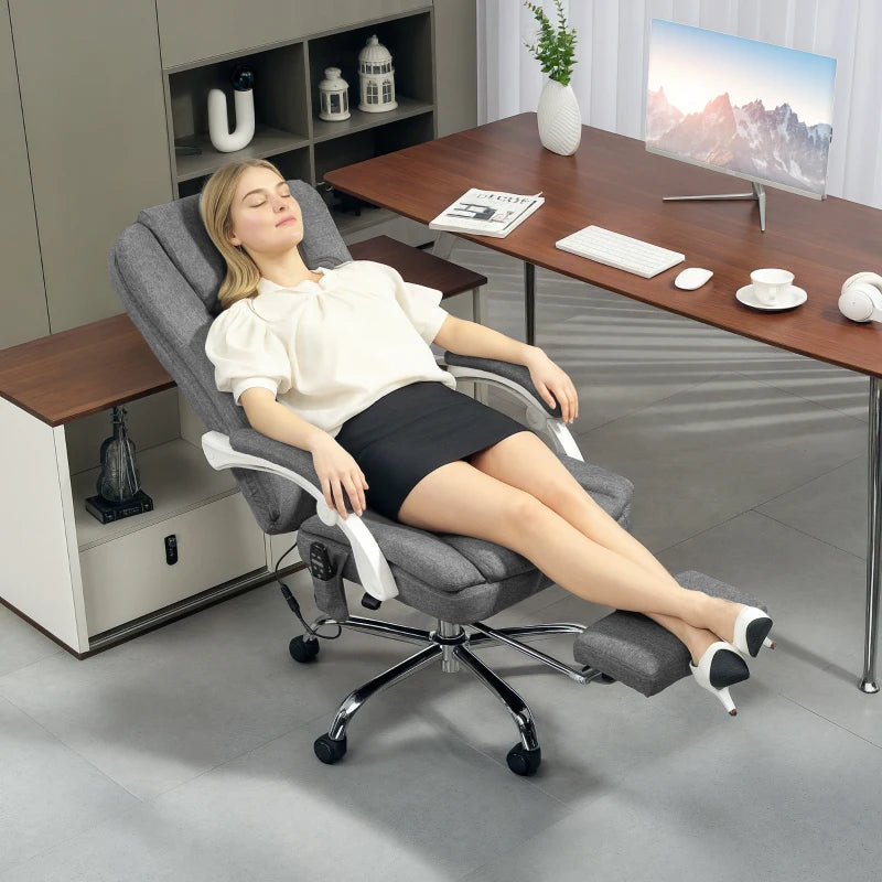 Ergonomic Six-Point Office Massage Chair with Heat - Stylish Grey Design for Ultimate Comfort and Relaxation