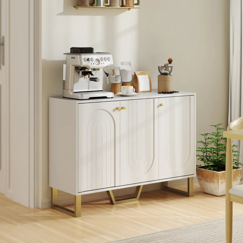 Modern 3-Door White Sideboard Storage Cabinet - Stylish Home Furniture for Living Room, Dining Room, or Entryway