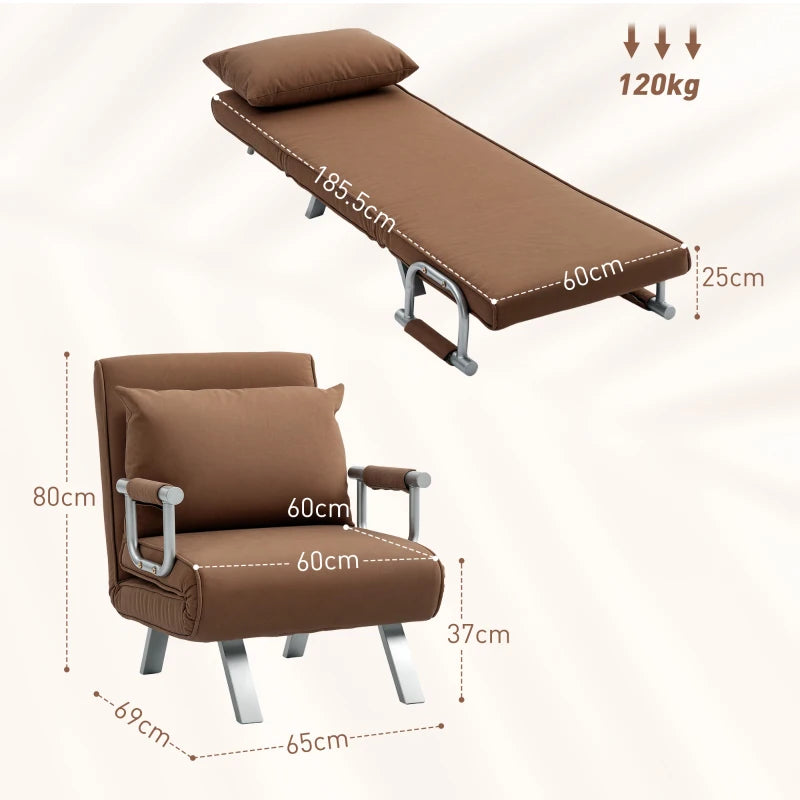Versatile 4-in-1 Faux Suede Chair Bed in Coffee Colour for Ultimate Comfort and Style