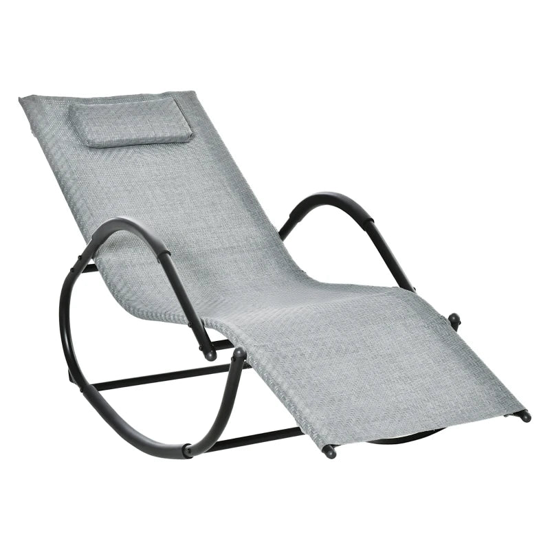 Grey Rocking Lounge Chair with Removable Pillow and Recliner Seat