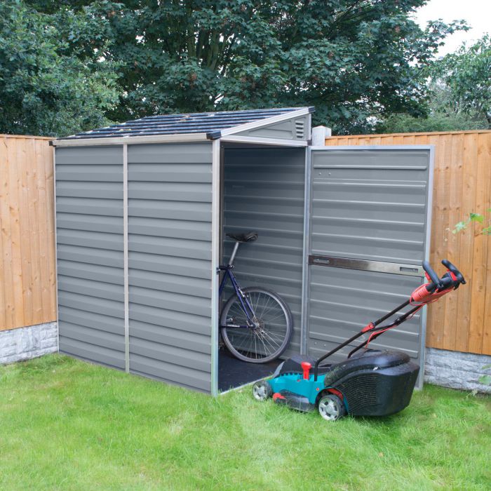 4x6 Grey Pent Shed with Skylight Roof