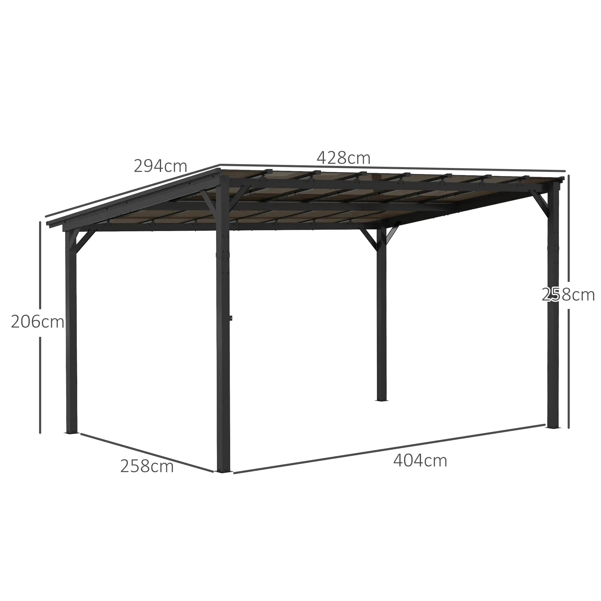 3m x 4.3m Metal Pergola with UPF 50+ and Waterproof Polycarbonate Roof