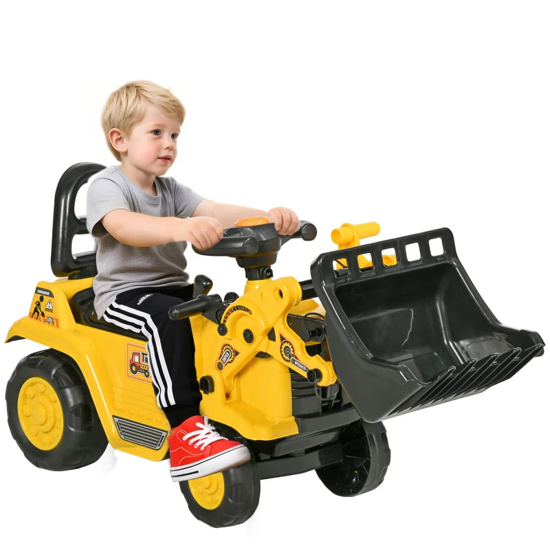 3 in 1 Ride On Toy Bulldozer for Toddlers Digger Excavator Scooter Storage Cart