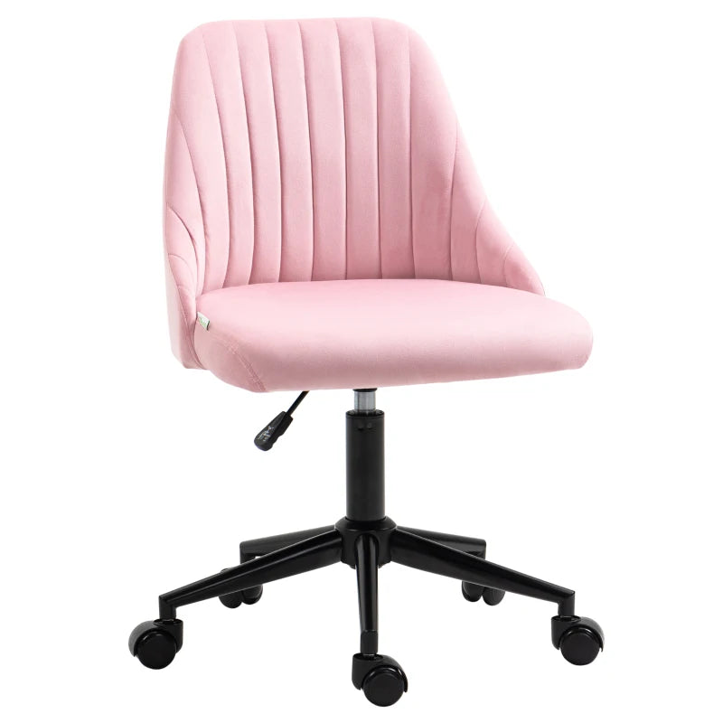 Vinsetto Pink Velvet-Feel Armless Office Chair - Stylish Ergonomic Design for Home & Office - Comfortable Seating Solution