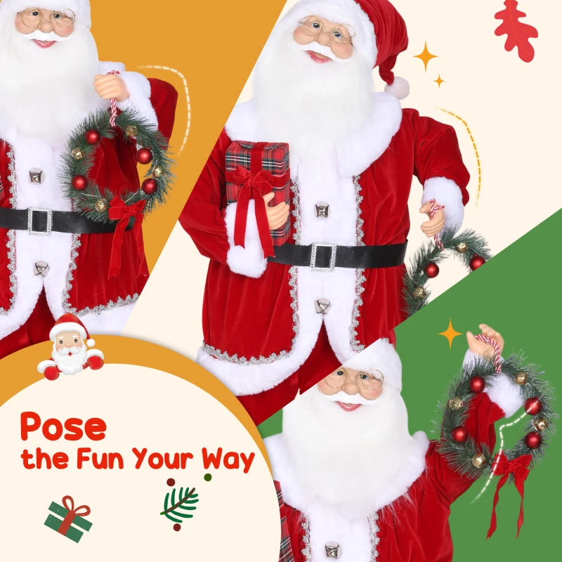 Singing and Dancing Santa Claus with Gift and Wreath - Festive Holiday Decor for Christmas Cheer