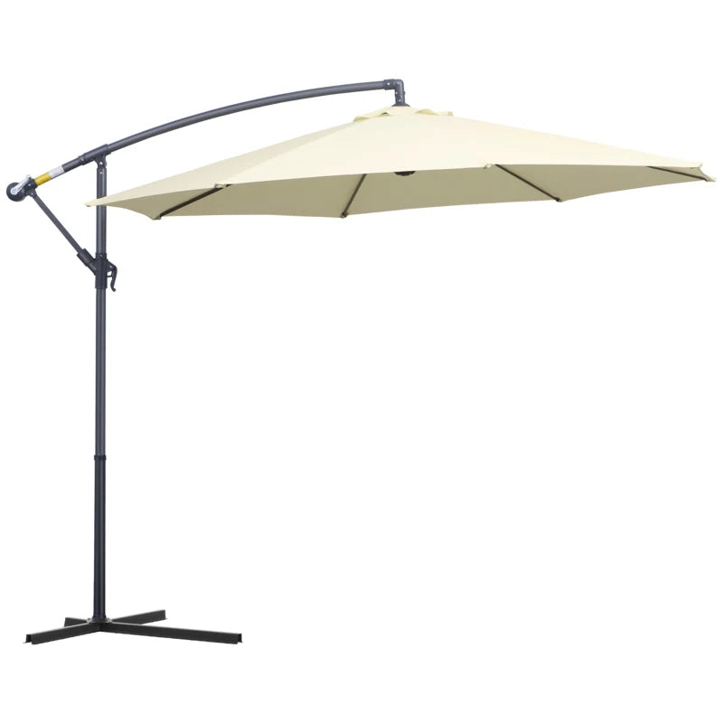 Cream White Hanging Rattan Cantilever Sun Umbrella - 3m
